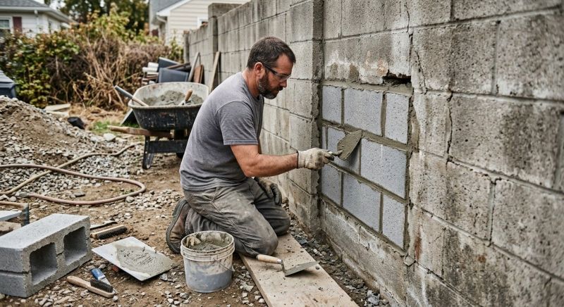 Cinder Block Wall Repair in Rockwall, TX