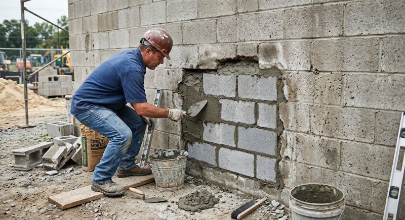 Cinder Block Wall Repair in Wylie, TX